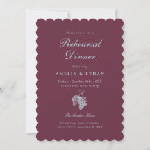 Burgundy Blauwe Wijngaard Rehearsal Dinner Uitnodi