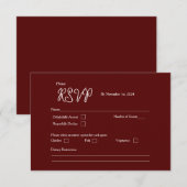 Burgundy Bliss RSVP-kaart versie 1 RSVP Kaartje (Voorkant / Achterkant)