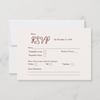 Burgundy Bliss RSVP-kaart versie 2 RSVP Kaartje