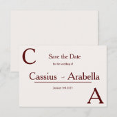Burgundy Bliss: Versie 1 Bewaar de Datum Save The Date (Voorkant / Achterkant)