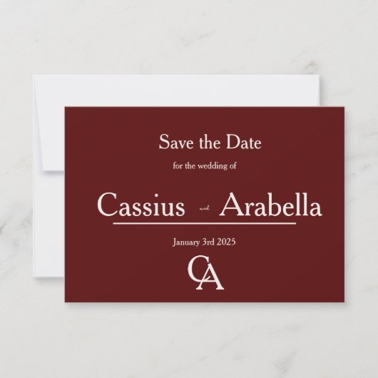 Burgundy Bliss: Versie 3 Save the Date (Voorkant)