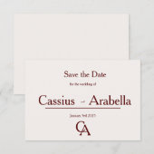 Burgundy Bliss: Version 4 Bewaar de datum Save The Date (Voorkant / Achterkant)
