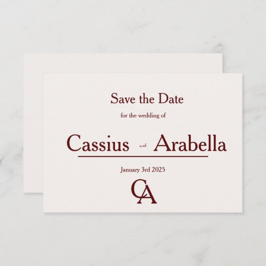 Burgundy Bliss: Version 4 Save the Date (Voorkant / Achterkant)