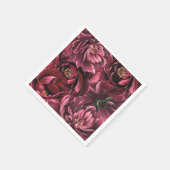 Burgundy Bloem Elegantie Bruiloft Servet (Hoek)