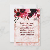 Burgundy Bloem en Roze Gouden Tafelnummer Zitplaat (Achterkant)