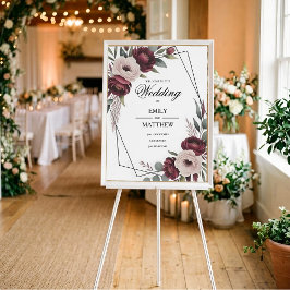 Burgundy Bloem Gebonden Huwelijksposter Poster
