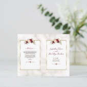 Burgundy Bloem Goud Marmer Calligrafie Programma (Staand voorkant)