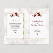 Burgundy Bloem Goud Marmer Calligrafie Programma (Voorkant)