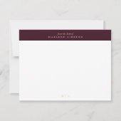 Burgundy bloem goud monogram notitiekaart (Voorkant)