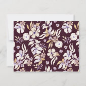 Burgundy bloem goud monogram notitiekaart (Achterkant)