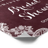 Burgundy Bloem Licht Kant Bruidsdouche Bord Poster (Hoek)