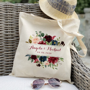 Burgundy Bloemen bruidsmeisje Boodschappentas Tote Bag