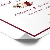 Burgundy Bloemen Bruiloft Gastboek Poster (Hoek)
