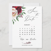 Burgundy Bloemen Bruiloft Save The Date Kaart (Voorkant)