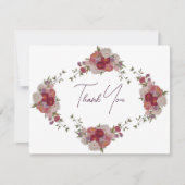 Burgundy Bloemen Bruiloft Thank You Card Bedankkaart (Voorkant)