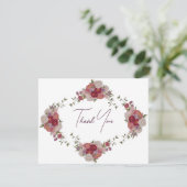 Burgundy Bloemen Bruiloft Thank You Card Bedankkaart (Staand voorkant)