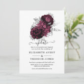 Burgundy Bloemen Bruiloft Update Uitnodiging (Staand voorkant)