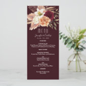 Burgundy Bloemen Bruiloftsmenu Menu (Staand voorkant)