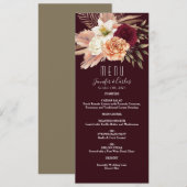 Burgundy Bloemen Bruiloftsmenu Menu (Voorkant / Achterkant)