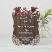 Burgundy Bloemen Brunch & Bubbels Bruidsmeisjesfee Kaart (Staand voorkant)