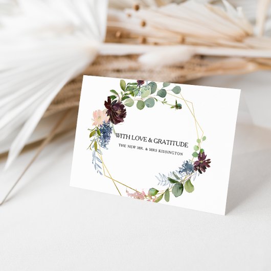 Burgundy Bloemen- en Groenhartelijkdank Bedankkaart