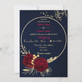 burgundy bloemen goudbruine bruiloft kaart (Voorkant)