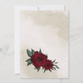 Burgundy bloemen groen boeket bruiloft kaart (Achterkant)