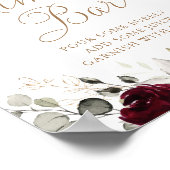 Burgundy bloemen groen wedding Mimosa bar bord Poster (Hoek)
