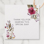 Burgundy Bloemen Love Is Sweet Bruiloft Feest Bedankjes Labels (Achterkant)