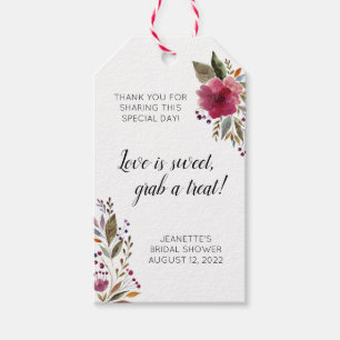 Burgundy Bloemen Love Is Sweet Bruiloftsfeest Cadeaulabel