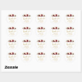 Burgundy Bloemen Monogram Huwelijksfavoriet Sticke Ronde Sticker (Vel)
