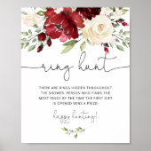 Burgundy bloemen ring jacht bruids spel poster (Voorkant)