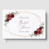 Burgundy Bloemen, Rode Bloemen, Bruidsfeest Gastenboek (Voorkant)