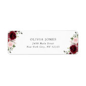 Burgundy Bloemen, Roze Bloemen, Bruidsdouche Etiket (Voorkant)