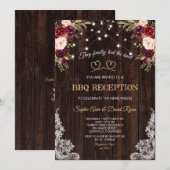 Burgundy Bloemen Touw We Zijn Getrouwd Kaart (Voorkant / Achterkant)