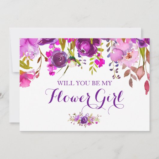 Burgundy Bloemen Wil je mijn bloemenmeisje zijn ka Kaart (Voorkant)