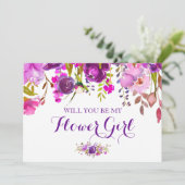 Burgundy Bloemen Wil je mijn bloemenmeisje zijn ka Kaart (Staand voorkant)