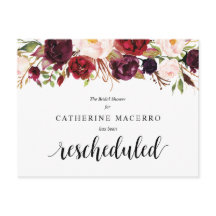 Burgundy Bloemen, Zwart, Bruidsuitnodiging Uitgest