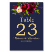 Burgundy Bloemendesign Navyblauw Elegant Schrift Kaart (Achterkant)