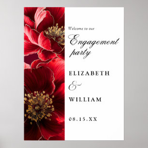 Burgundy Bloemeng engagement Party Welkomstbord Poster