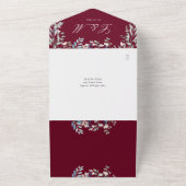 Burgundy Bloemengroen QR-code Trouwfeest All In One Uitnodiging (Buitenkant)