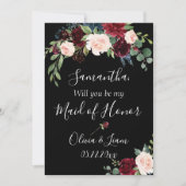 Burgundy Bloemige Elegante Rustieke Word Mijn Getu Kaart (Voorkant)