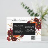 Burgundy Bloemige Herfst Bruiloft Details QR Code Informatiekaartje (Staand voorkant)