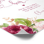 Burgundy bloemige roze herfst Mom-osa bar Poster (Hoek)