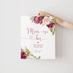 Burgundy bloemige roze herfst Mom-osa bar Poster