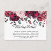 Burgundy Bloom Blush Blue Floral Wedding Informatiekaartje (Voorkant)