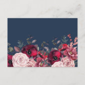 Burgundy Bloom Blush Blue Floral Wedding Informatiekaartje (Achterkant)
