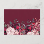 Burgundy Bloom Blush Blue Floral Wedding Informatiekaartje (Achterkant)