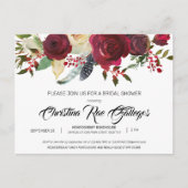 Burgundy Bloom Boho Floral Vrijgezellenfeest Invit Briefkaart (Voorkant)