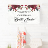 Burgundy Bloom Boho Floral Vrijgezellenfeest Welko Spandoek (Insitu)